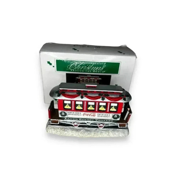 Vintage 90s Coca Cola House LLOYD STREET TROLLEY Figurine 1993 Christmas - Picture 1 of 6